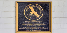 Award plaque at Preston-Hanley Funeral Home & Crematory